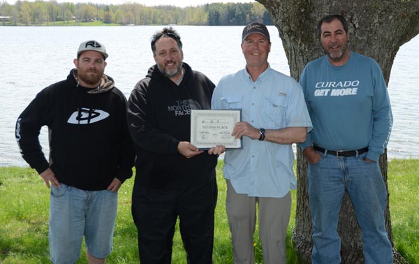 2nd Place, Scott Howe, Jeff Zeisner - with Sam Rankin of Forest City Bassmasters (left) and Pat DeVincenzo of Angling Sports (right). 