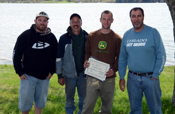 3rd Place, Chris Van Den Berg, Henry Van Den Berg - with Sam Rankin of Forest City Bassmasters (left) and Pat DeVincenzo of Angling Sports (right). 