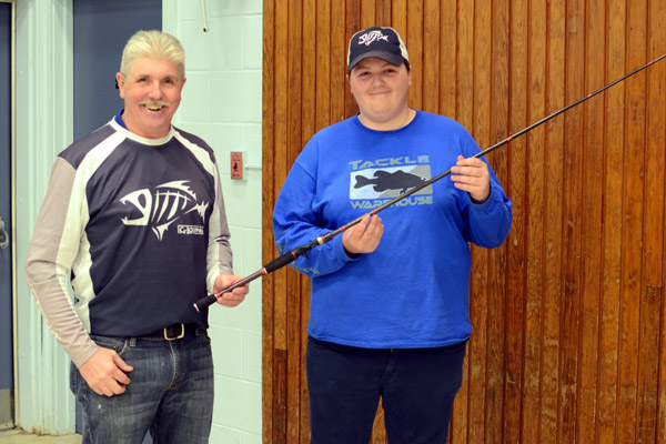 Dave Harris (left) and our casting accuracy champ Spencer Shirley (with new rod).